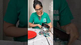 Lippan art | small attempt on old Roti tawa pan#homecorner#diy#shorts