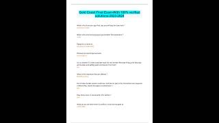 Gold Coast Final Exam With 100% verified solutions 2023/2024