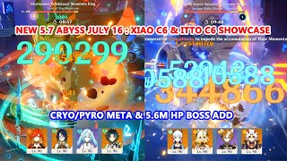 New 5.7 Abyss July 16 : Xiao C6 & Itto C6 Showcase | Cyro/Pyro Meta & 5.6M HP Boss Add