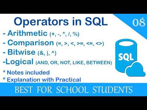 8. Operators, Operands, Expressions, Types of Operators. Working of Operators in SQL Explained.
