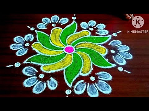 2 Beautiful rangoli kolam designs #tradionalkolam #pullikolamdesign #rangolidesigns