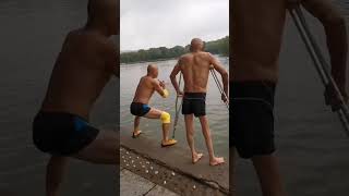 This grandfather from China is a terrible swimmer #shorts #short #trending #viralshorts #respect