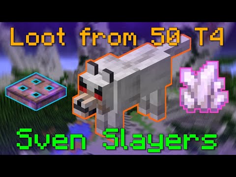 Loot from 50 T4 Sven Slayers (Hypixel Skyblock)