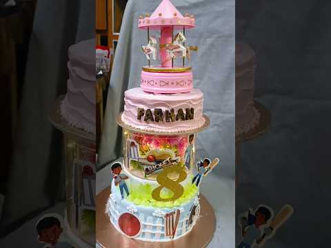 party cake #3teircake#viralcakes #cakespacer #carouselcake #cricketthemecake #classybhavakitchen
