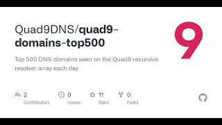 GitHub - Quad9DNS/quad9-domains-top500: Top 500 DNS domains seen on the Quad9 recursive resolver ...