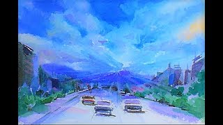 수채화 도시풍경  City Landscape Watercolor 水彩画, Acuarela