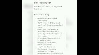 Quality Analyst #wfh#intern#qualityanalystjobs #fresher #experienced #getemployed #youtubeshorts