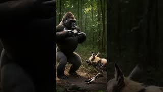 Epic Showdown: Gorilla vs Wild Dog in the Heart of the Jungle! #NatureBattle
