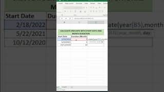 Excel end date when you have a start date and the duration in months. #excelshorts #shorts