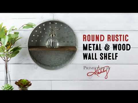 Primitives by Kathy 38024 Rustic-Inspired Wall Shelf, Metal and Wood |-IoT Hub BD