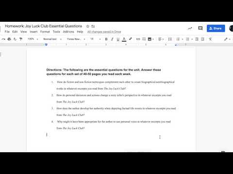 Distance Learning: Introduction to Unit 7 The Joy Luck Club (Homework and Introductory Activity)