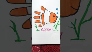 Fish Art With Hand 🐟 🤚 😳🌈 #shorts #handart #shortsvideo #anaya #kids #kidsdrawing