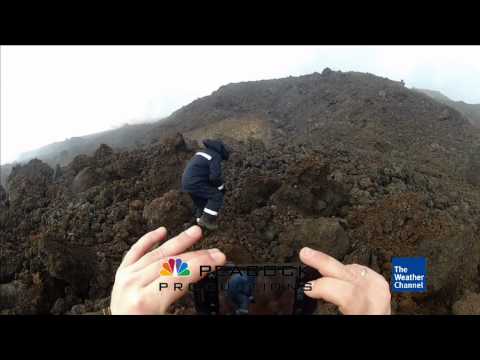 Shooting of volcano Plosky Tolbachik eruption. Kamchatka, Russia