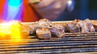 火焰骰子牛－台南花園夜市台灣街頭美食 Seared Steak！Taiwanese Street Food 타고 있는! 타이난 가든 야시장 화염 주사위 소炎のサイコロ牛