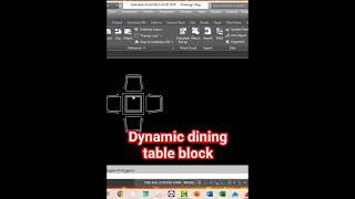 Dynamic square dining table block in AutoCAD