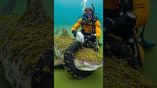 Diver Saves Shark From Being Trapped In Tire! #rescue #animals #wildlife