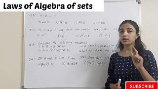 laws of Algebra of sets MCQs/questions on sets/NCERT/CBSE