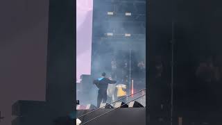 Grian of Fontaines DC joins Kneecap on stage at Finsbury Park London on 5/7/25