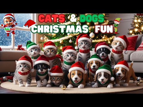 🎄🐾 Cats & Dogs Celebrate Christmas Fun! 🐶🎅 #christmasforkids #nurseryrhymes