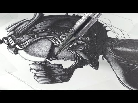Ballpoint pen drawing ·  layer by layer