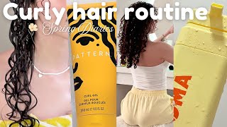 My Curly hair routine | Wash and style 3A curls | GRWM ASMR ✨🌼🐝🍌🍯