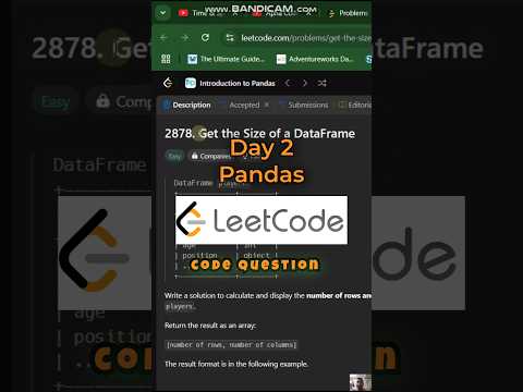 Day 2: Solving Pandas LeetCode Problems - Get the Size of a DataFrame | #shorts #python #leetcode
