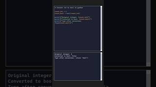 Convert Int to Boolean in Python #typecasting #pythonint #pythinboolean #pythoncoder #pydev #pyside