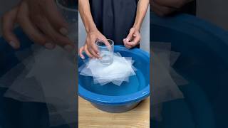 TRY TO GUESS HOW MANY TISSUE PAPERS CAN HOLD GLASS #satisfying #experiment #science #asmr #water