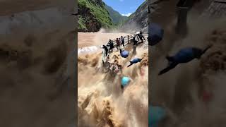 Platform Breaks And Collapse in Brutal Flood With People On It #shorts