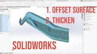 Solidworks surface tutorial Convert STEP to XT(Parasolid), Cut with surface, Thicken cut and Knit