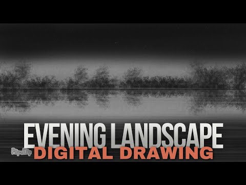 Realistic Evening Lake Side Landscape Digital Painting