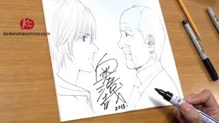 Watch Hiroya Oku drawing Inuyashiki characters! (and win this autograph!)