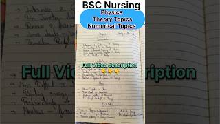 Physics Topic and numerical Topics bsc nursing entrance exam #bscnursing #ruhsbscnursing #shorts