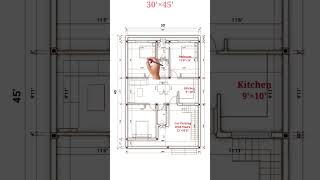 30×45 House Plan || 30×45 House Design || #floorplan #houseplan #housedesign #shorts