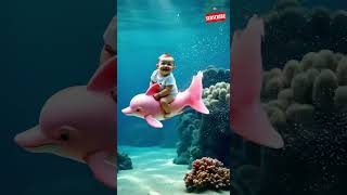 Cute Baby Riding A Pink Dolphin 😍😂 Funny baby videos #shorts #cute #babylaughing #funnybabyvideos