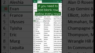 Insert blank row in excel | Excel मे blank row  कैसे insert करें | Excel tricks | #shorts #youtube