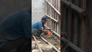 Tighten of shear wall formwork #motivation #civilengineering #shearwall #nepal #construction