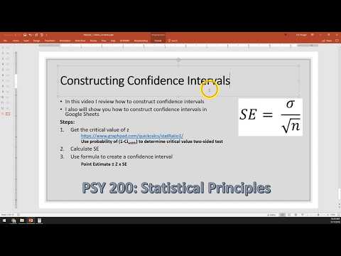 M2V2 Google Sheets: Constructing Confidence Intervals