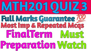 MTH201 Quiz 3 Correct Solution - MTH201 Short Highlighted Lectures - MTH201 Final Term