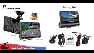 Car DVR FHD AMPrime 4'' Three Way Three Lens Video Recorder Camera 170 Wide Angle Dash Cam