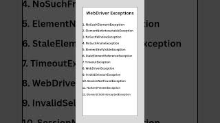 🔝💯12 Common Selenium WebDriver Exceptions #shortsfeed #webdriver #selenium #yt #qa💯