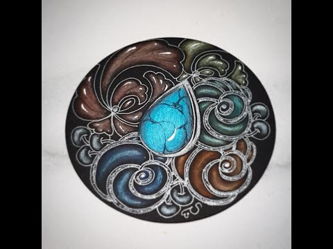#Zentangle#Zengem#禪繞綠松石/如何畫象徵幸運的綠松石/How to draw a Turquoise Gem