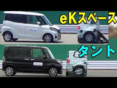 2018 Mitsubishi eK Space vs 2016 Daihatsu Tanto - JNCAP AEB test