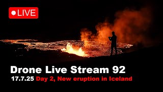 LIVE 17.7.25  Day 2 New volcano eruption in Iceland, drone live stream