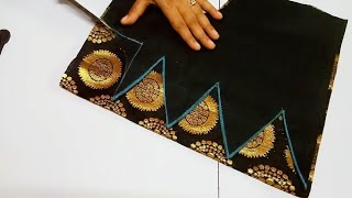 Very popular boat neck blouse design || cutting and stitching back neck || #madhurafashionkatta