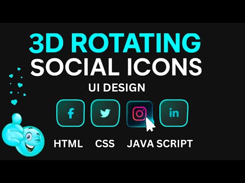 Modern 3D rotating social media icons with hover animation | html css js (2025 ui)@topguru1.1