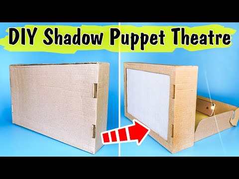 DIY Shadow Puppet Theatre out of a cardboard box in 5 minutes at home for a Halloween spooky story