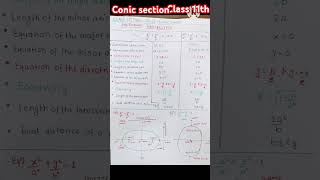 Conic section|Ellipse formulas|class 11th maths #viralshort