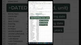 Excel Tips and Tricks - How to use DATEDIF function to find Age from Given Date of Birth in Excel