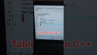 Create a Table using for Loop in C++ || Print multiplication table of given number #shorts #ytshorts